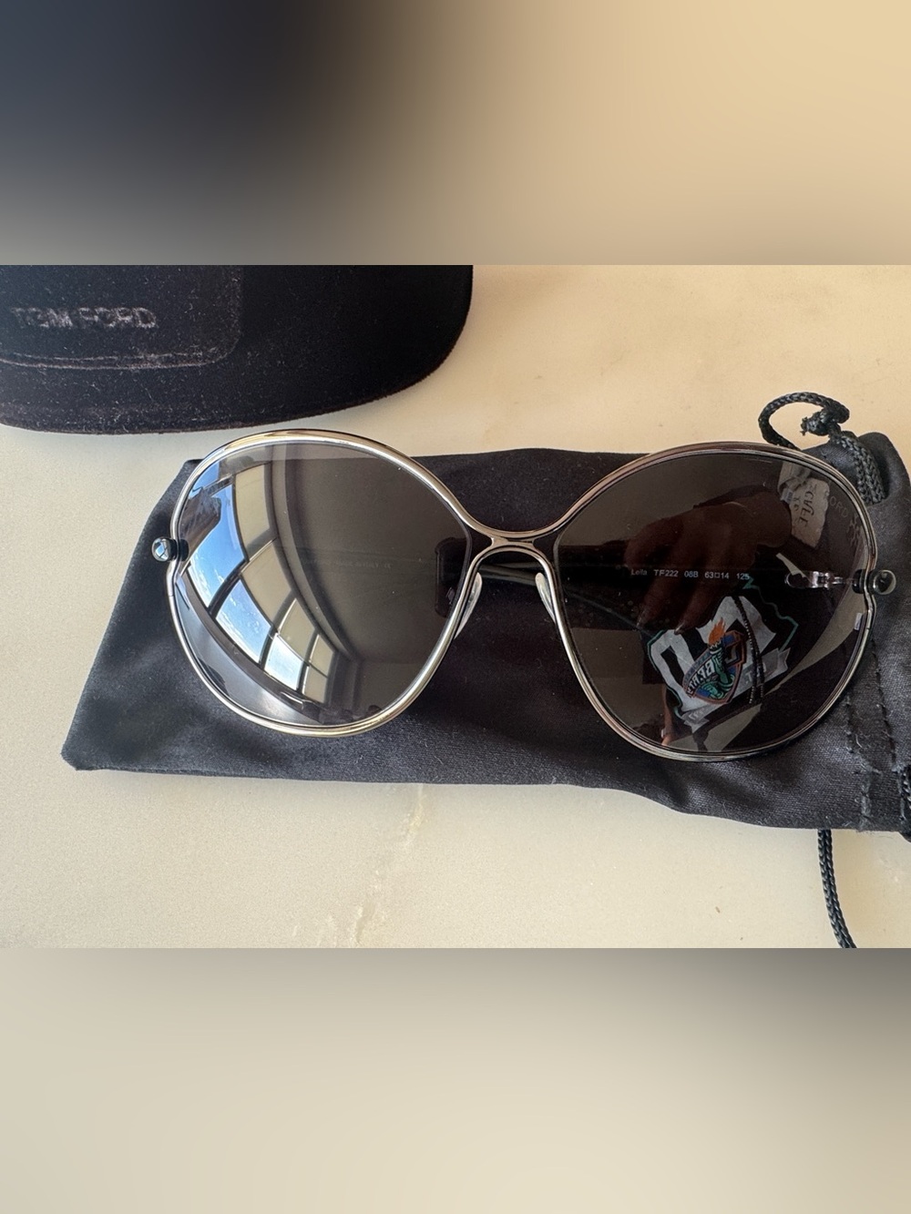 Tom Ford Women's Black and Gray Oversized Sunglasses